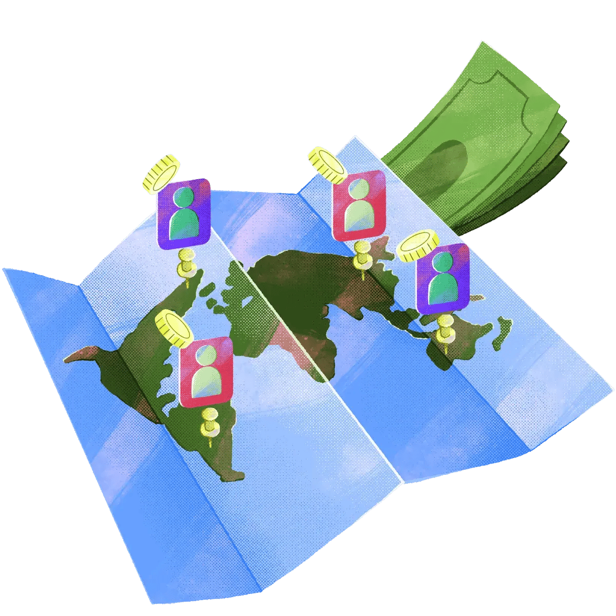 91-World_Map-Hovering_Coins-Profiles_Icons-Employees-Pins-Money_Papers-Payroll-Payment
