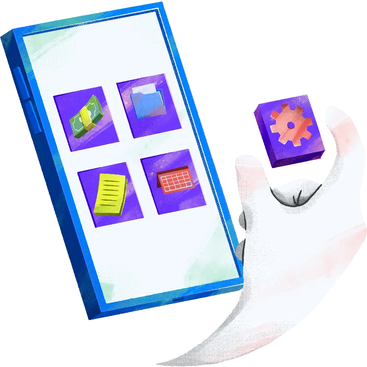 94-Selection-Icons-Money-Folder_with_files-Papers-Documents-Calendar-Gear-hand-Mobile