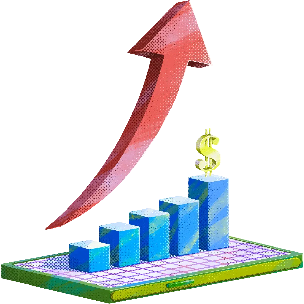 51- Mobile-chart-Dollar_sign-red_arrow-Grid-Maximum